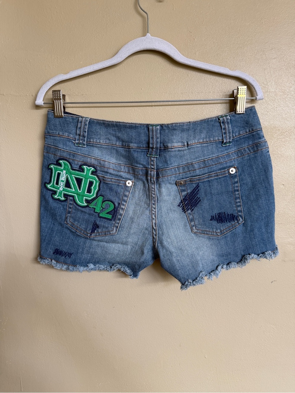 College Classics Notre Dame Y2K Denim Shorts
